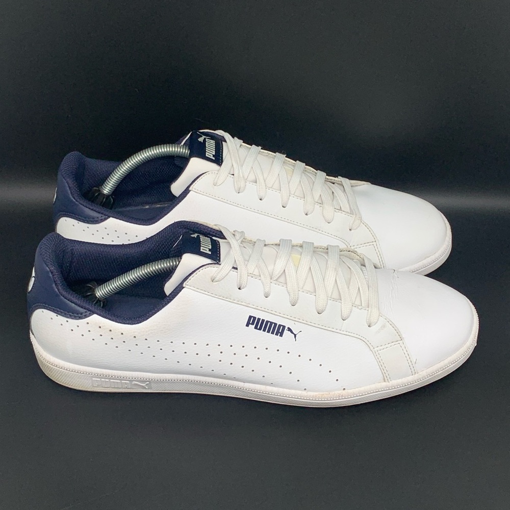 Puma Smash Perforated White Leather Shoes Men's Sz 13